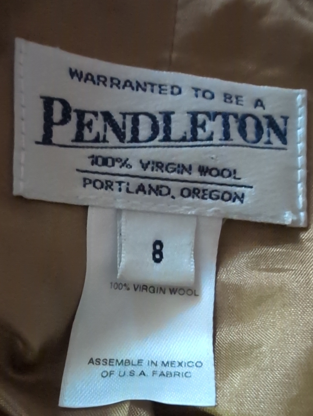 Vintage Pendleton Blazer Beige Plaid Wool Made In The USA Size 8 - Picture 3 of 8